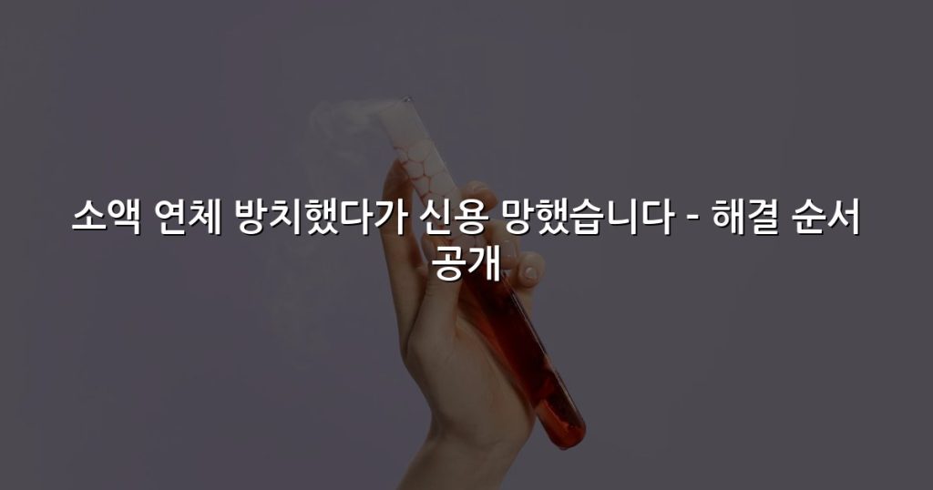 소액 연체 방치했다가 신용 망했습니다 – 해결 순서 공개