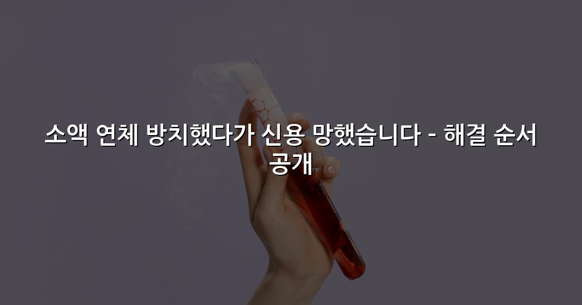 소액 연체 방치했다가 신용 망했습니다 – 해결 순서 공개