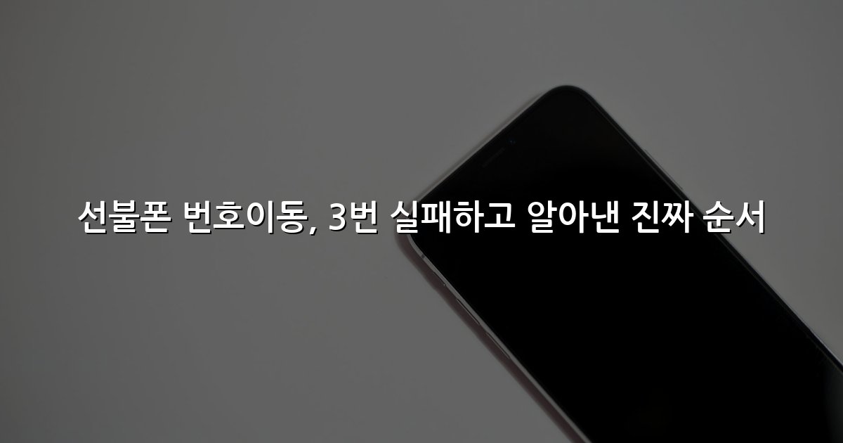 선불폰 번호이동, 3번 실패하고 알아낸 진짜 순서