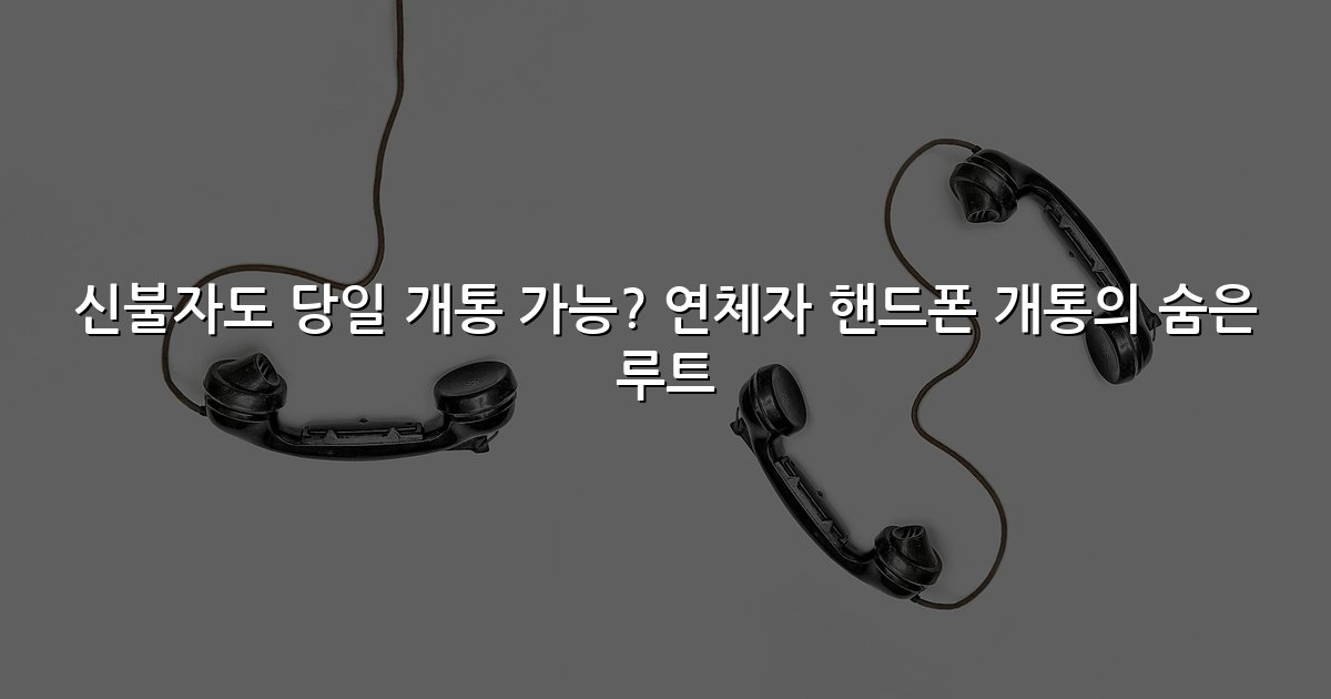 신불자도 당일 개통 가능? 연체자 핸드폰 개통의 숨은 루트