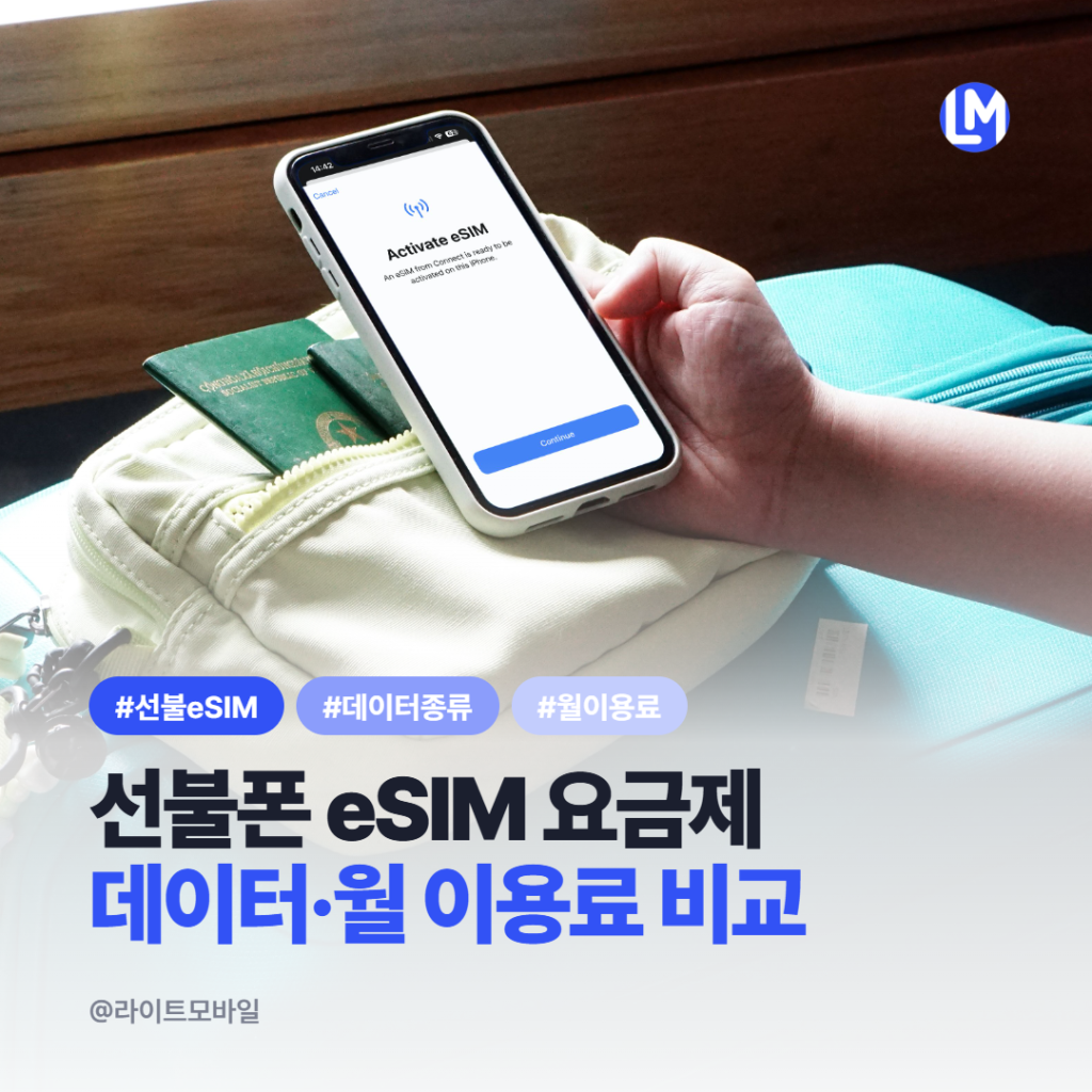 선불폰 eSIM 요금제|데이터 종류와 월 이용료 비교